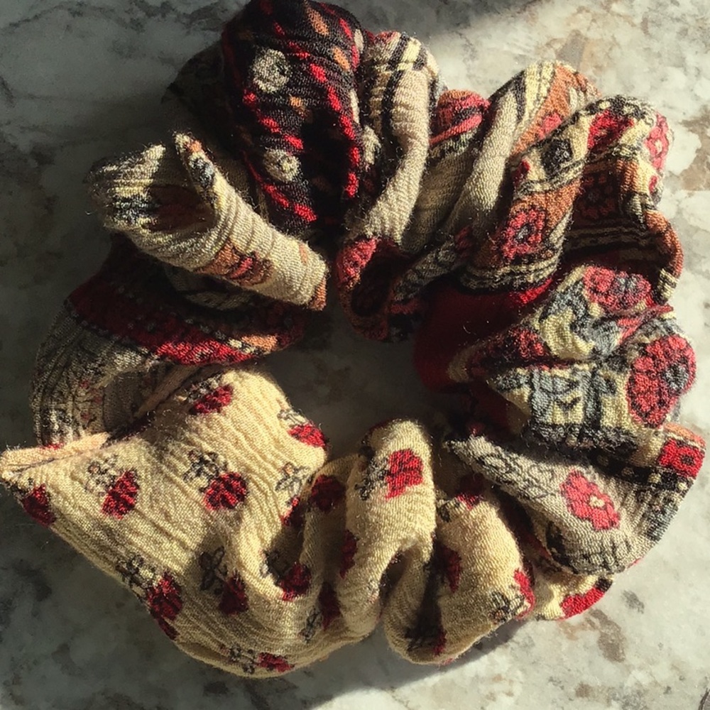Hippie floral paisley scrunchie Christmas bun VSCO